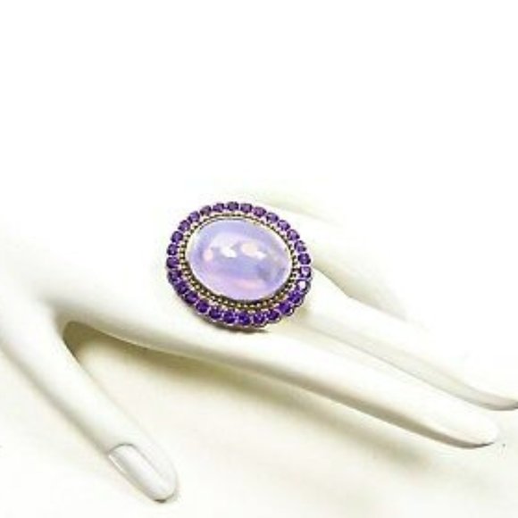 LAGOS Caviar Sterling Silver 18K Gold Lavender Quartz Amethyst Ring Sz 7 - Picture 3 of 10